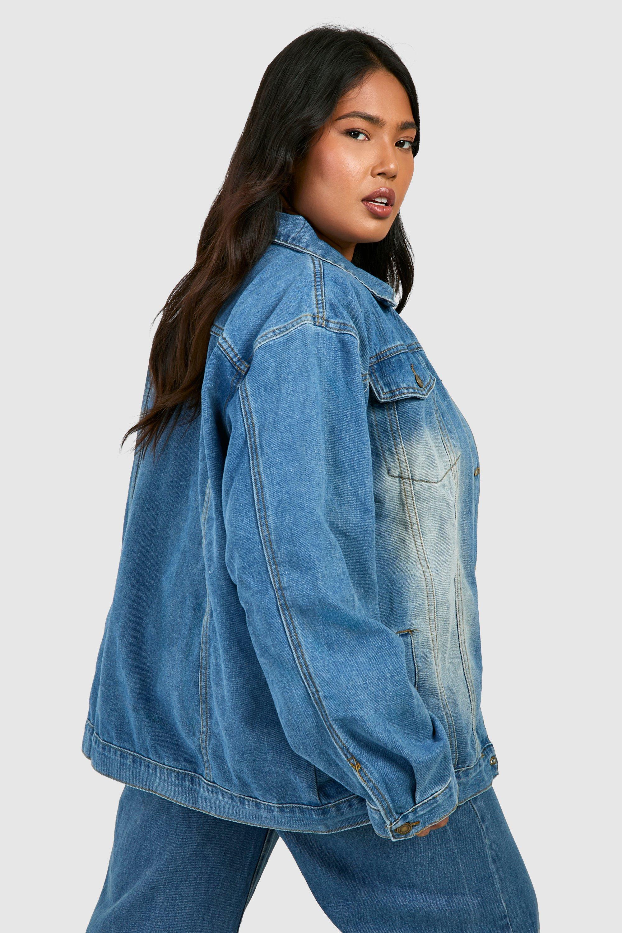 Oversized denim jacket outlet womens plus size